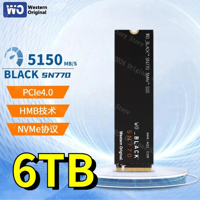   WO  SN770 500GB 1TB 2TB NVMe M.2 SSD PCIe 4.0 2280 M2 SSD, ӿ Ʈ ǻ ̴ PC Ʈ PS5